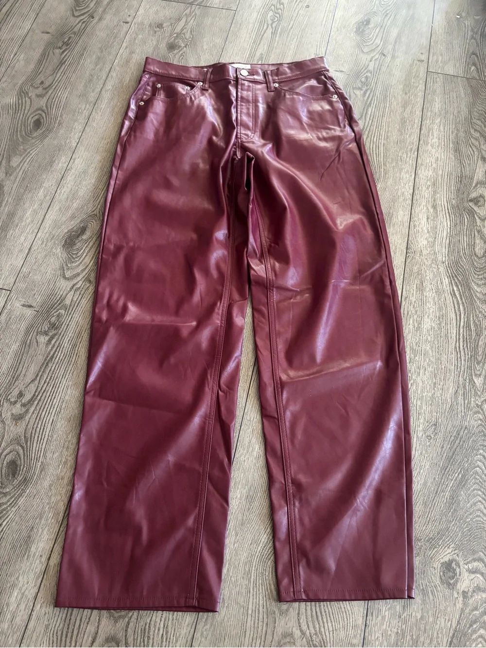 Universal Thread Faux Leather Baggy Pants - Burgundy